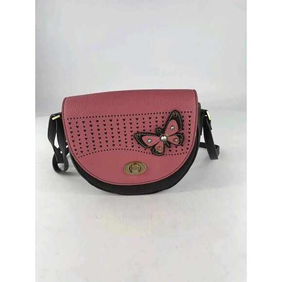 Chala Butterfly Half Moon Crossbody Purse Pink Chala Halfmoon Crossbody - Picture 1 of 12